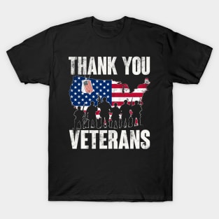 Thank You Veterans USA Flag - Gift for Veterans Day, 4th of July or Memorial Day Patriotic T-Shirt